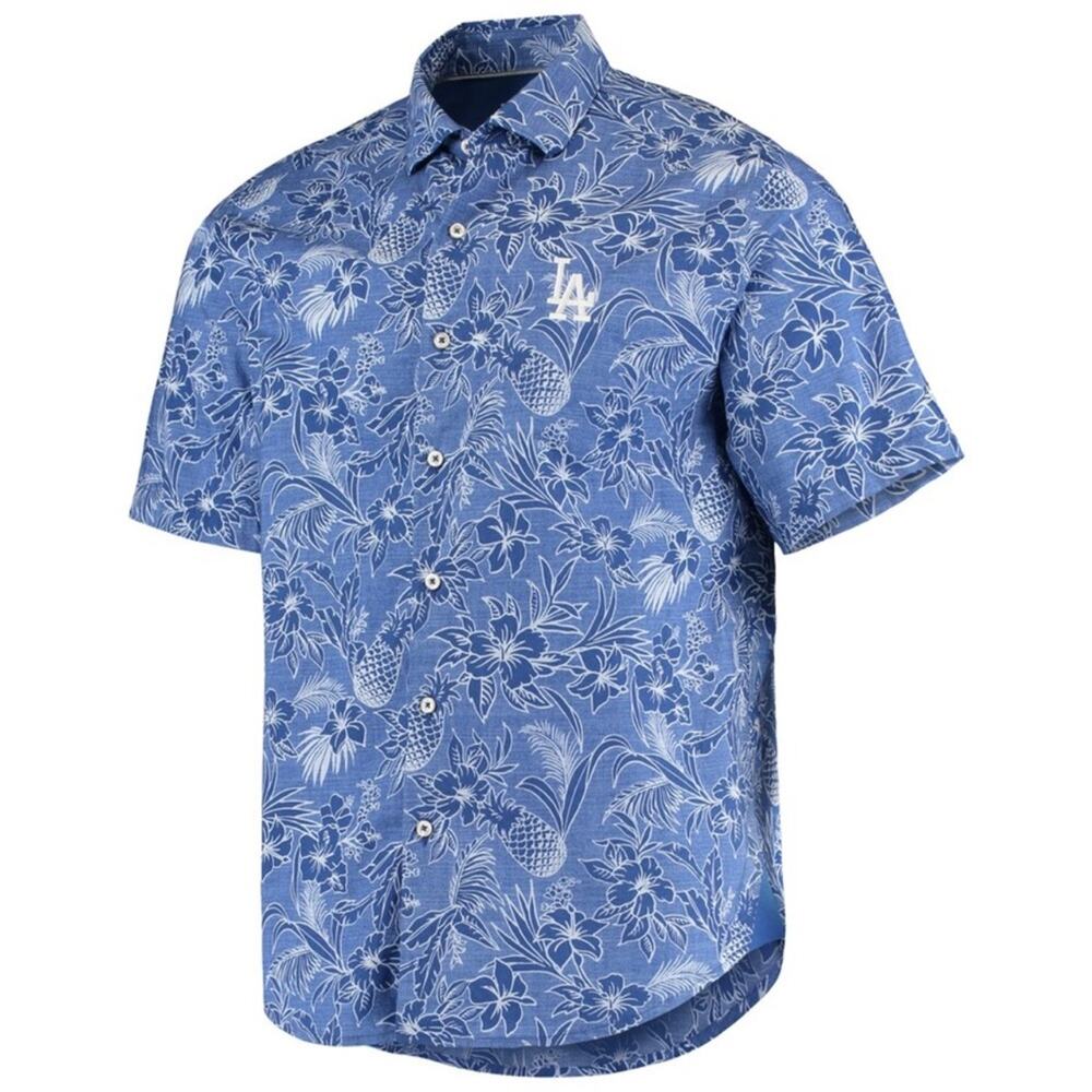 Los Angeles Dodgers Tommy Bahama Sport Tiki Luau Button-Up Shirt - Royal XXXL - Picture 3 of 9